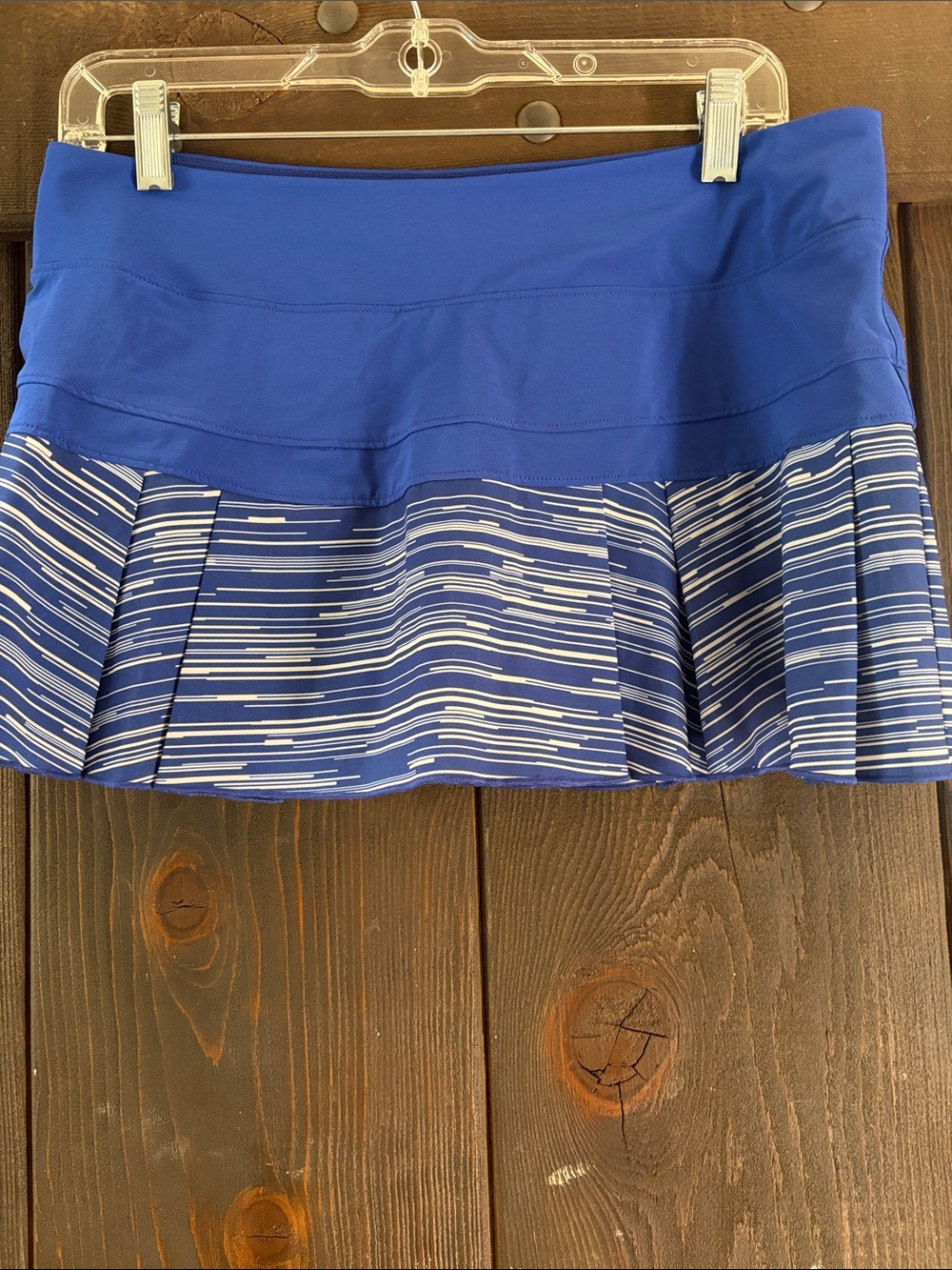 Nike Royal Blue Pleated Mini Skirt with White Stripe Print